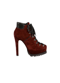 Bottines à plateforme 135 en velours - Cassis