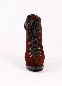 Bottines à plateforme 135 en velours - Cassis