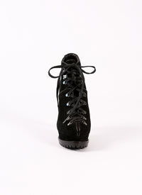 135 platform boots in velvet - Black intense