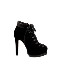 135 platform boots in velvet - Black intense