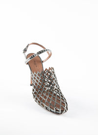 Sandales 110 perforé à découpes laser avec micro clous en cuir - Rhodium