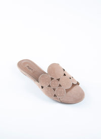 Circle strap mules in leather - Flesh