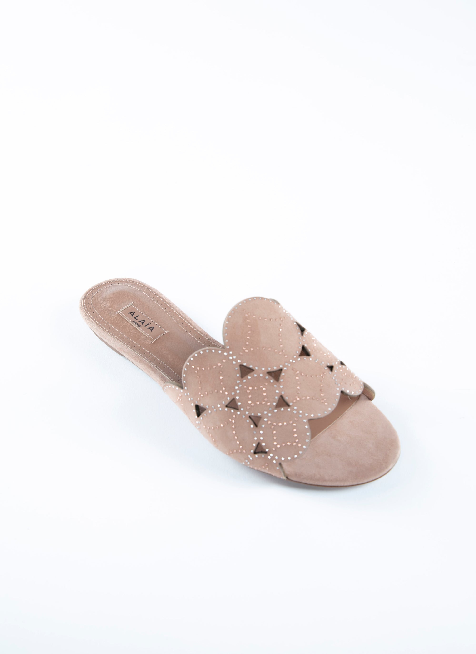 Circle strap mules in leather - Flesh