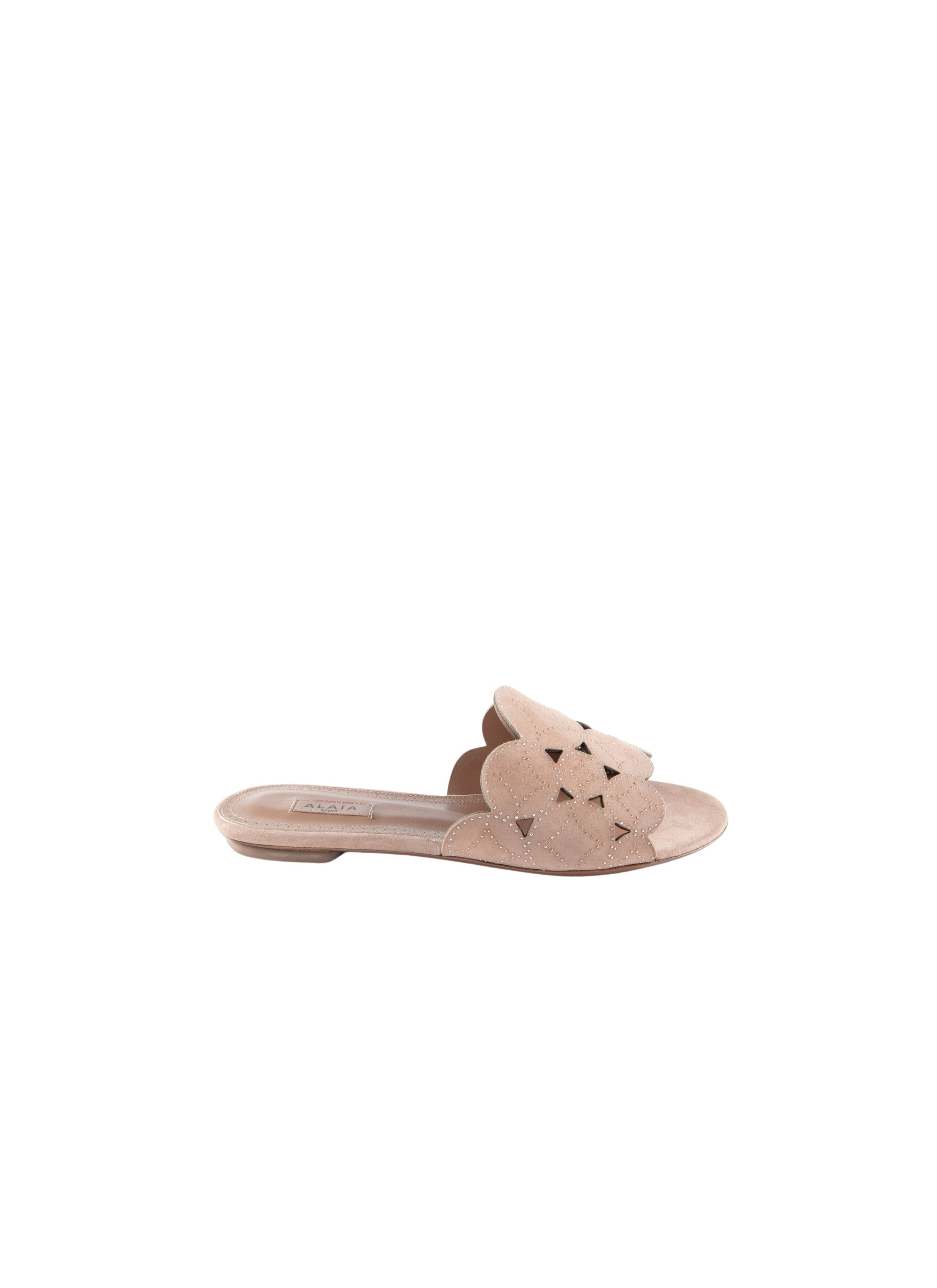 Circle strap mules in leather - Flesh