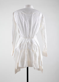 Chemise longue basque en laine - Blanc Nacre