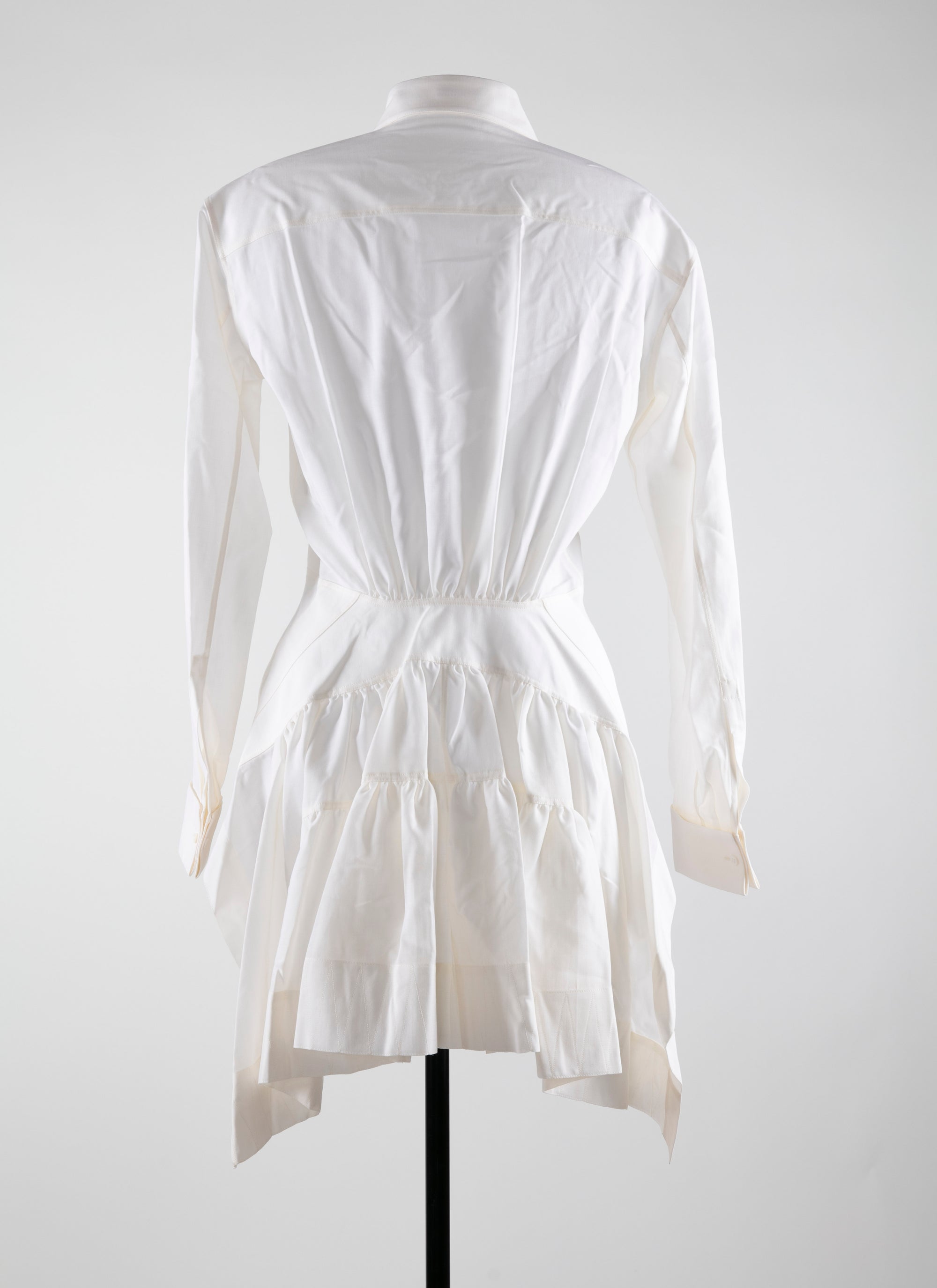 Chemise longue basque en laine - Blanc Nacre