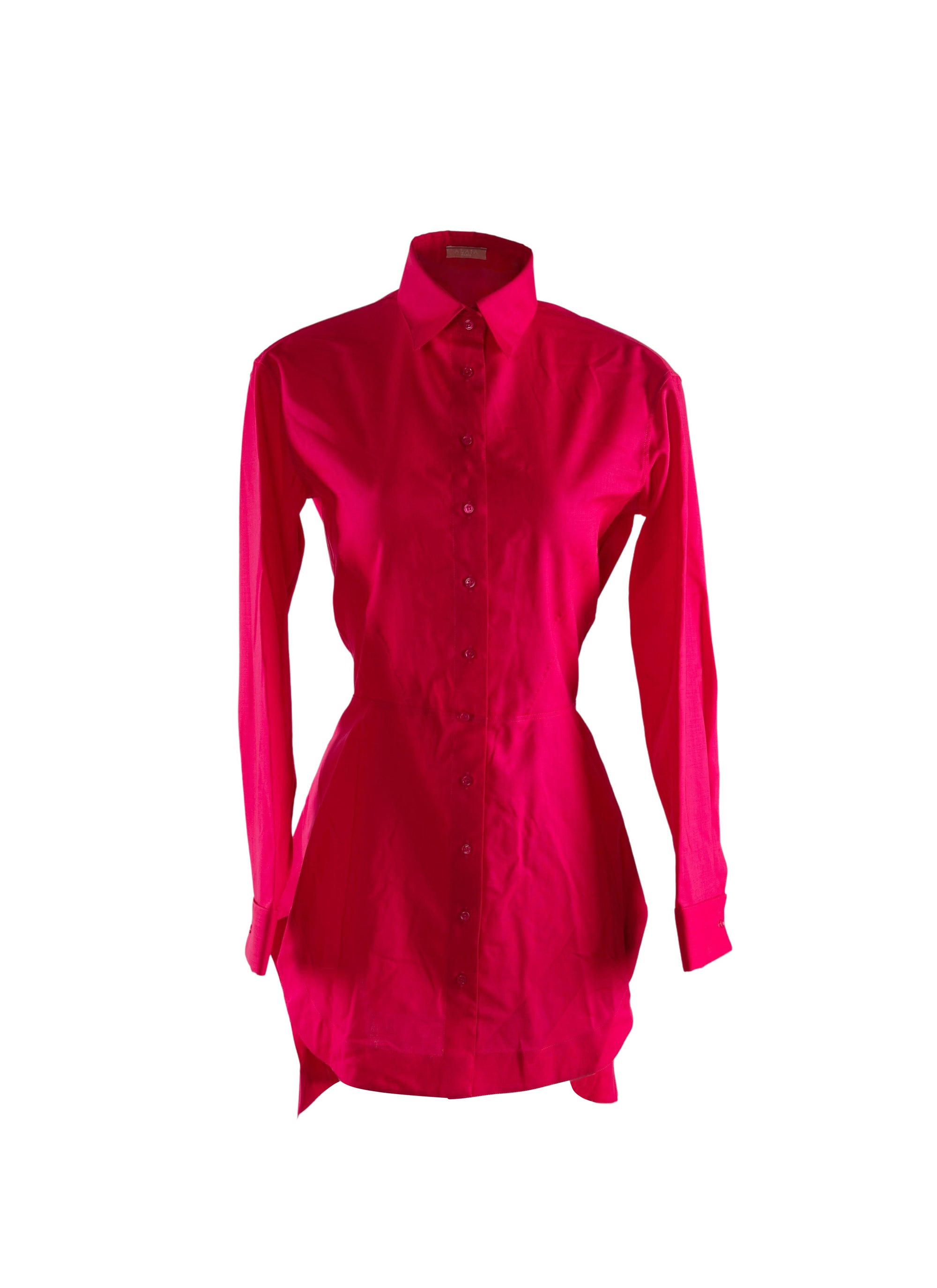 Chemise longue basque en laine - Magenta