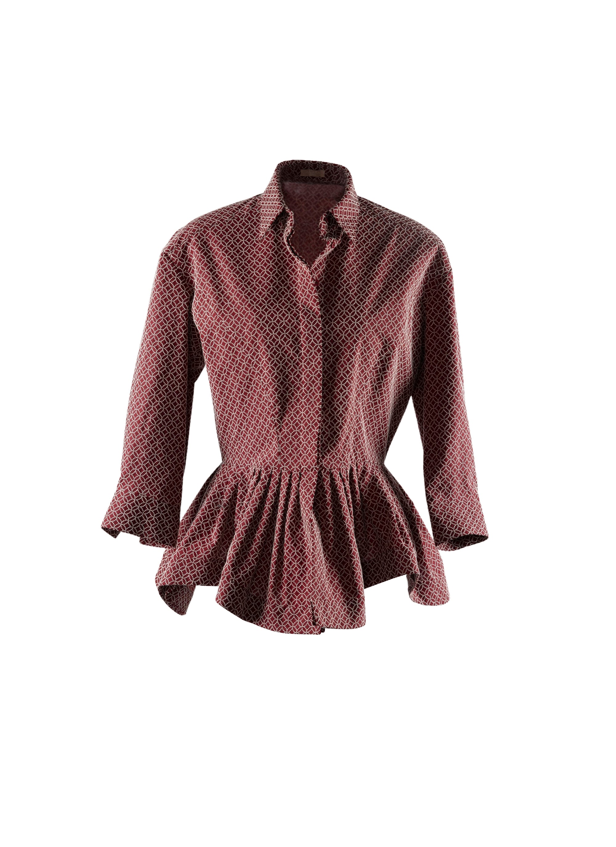 Wool arabesque shirt - Bordeaux & White