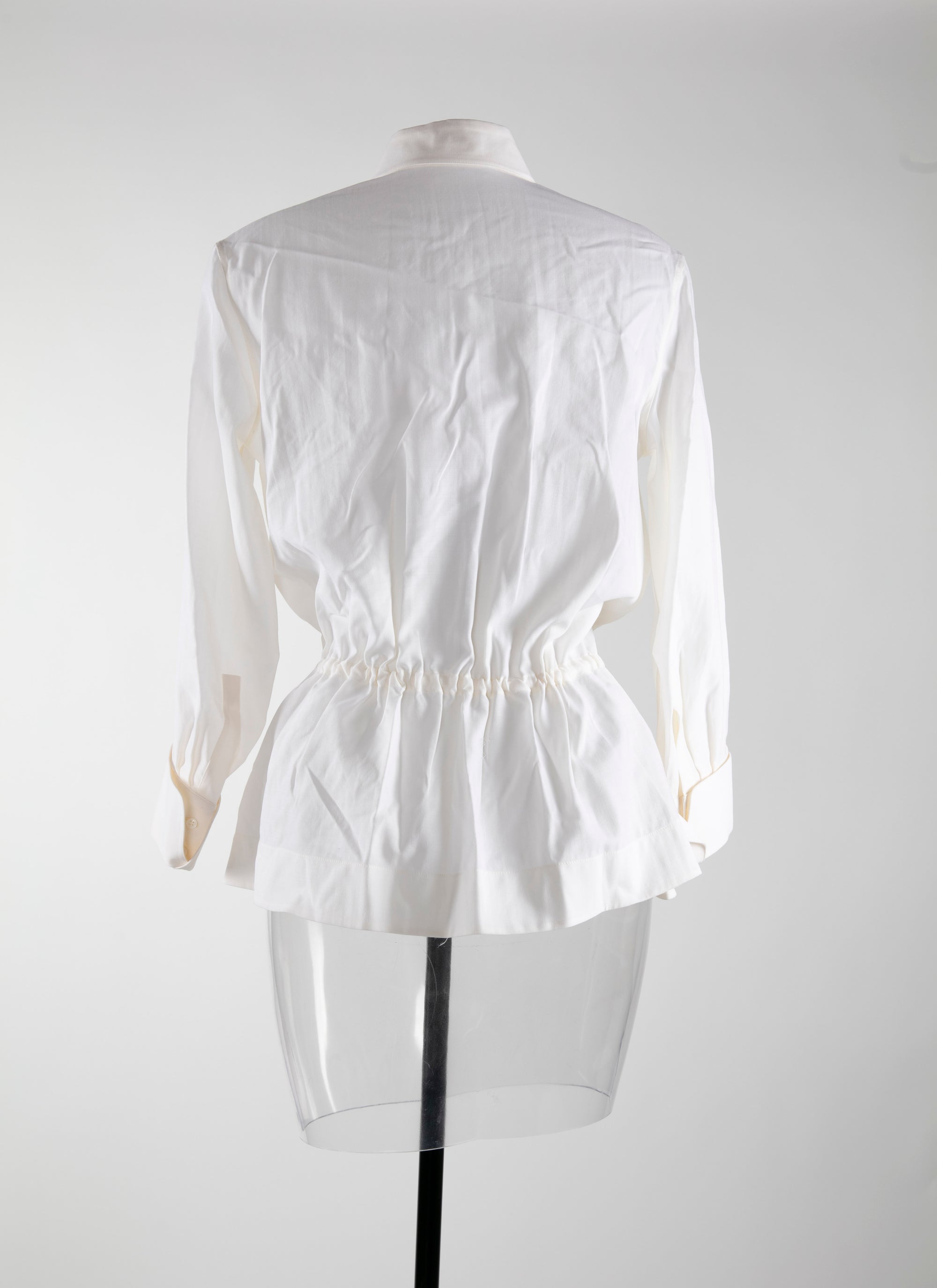 Chemise basque nouée à cordon en laine - Blanc Nacre