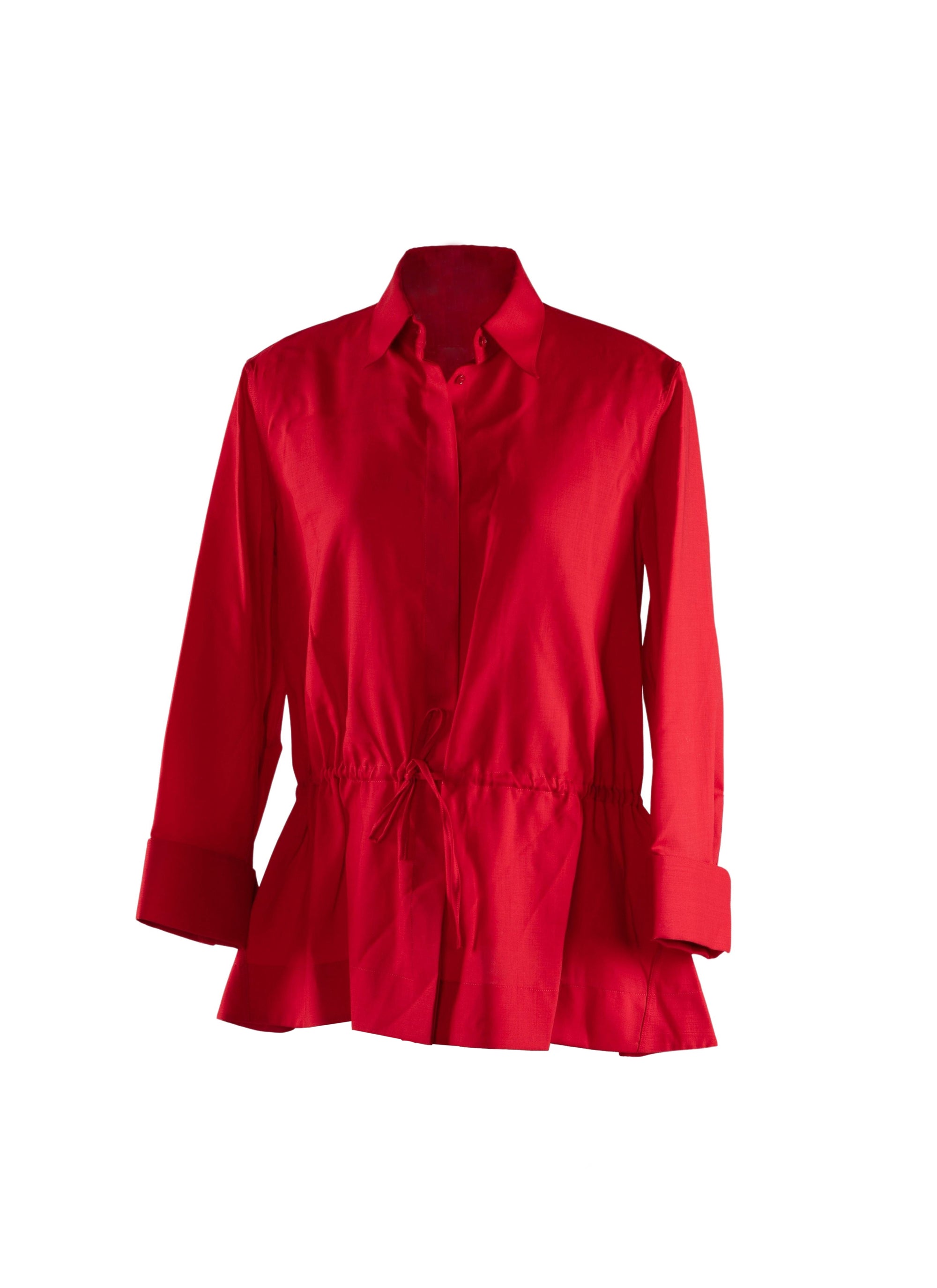 Chemise basque nouée à cordon en laine - Rouge