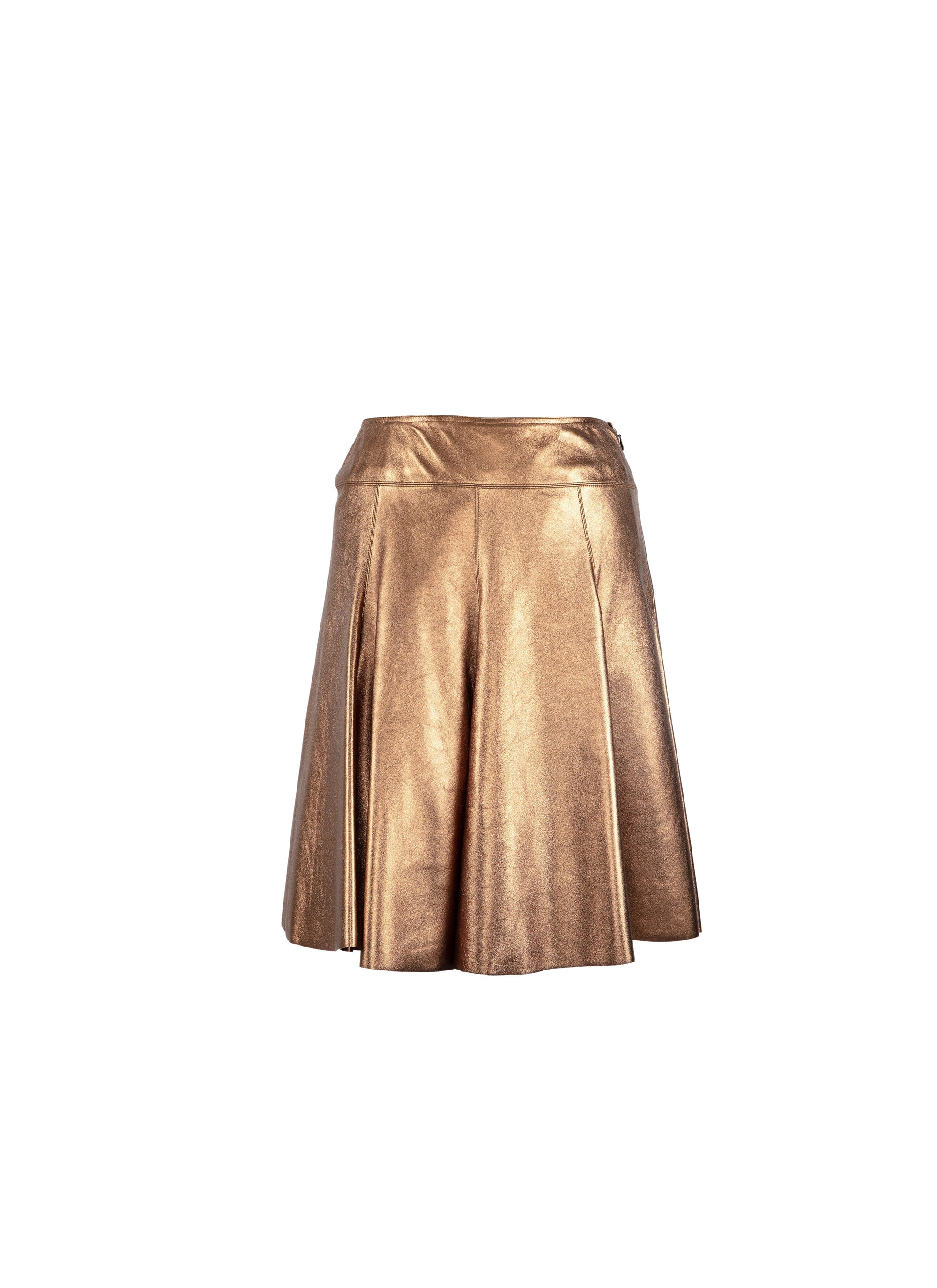 Jupe patineuse en cuir - Or