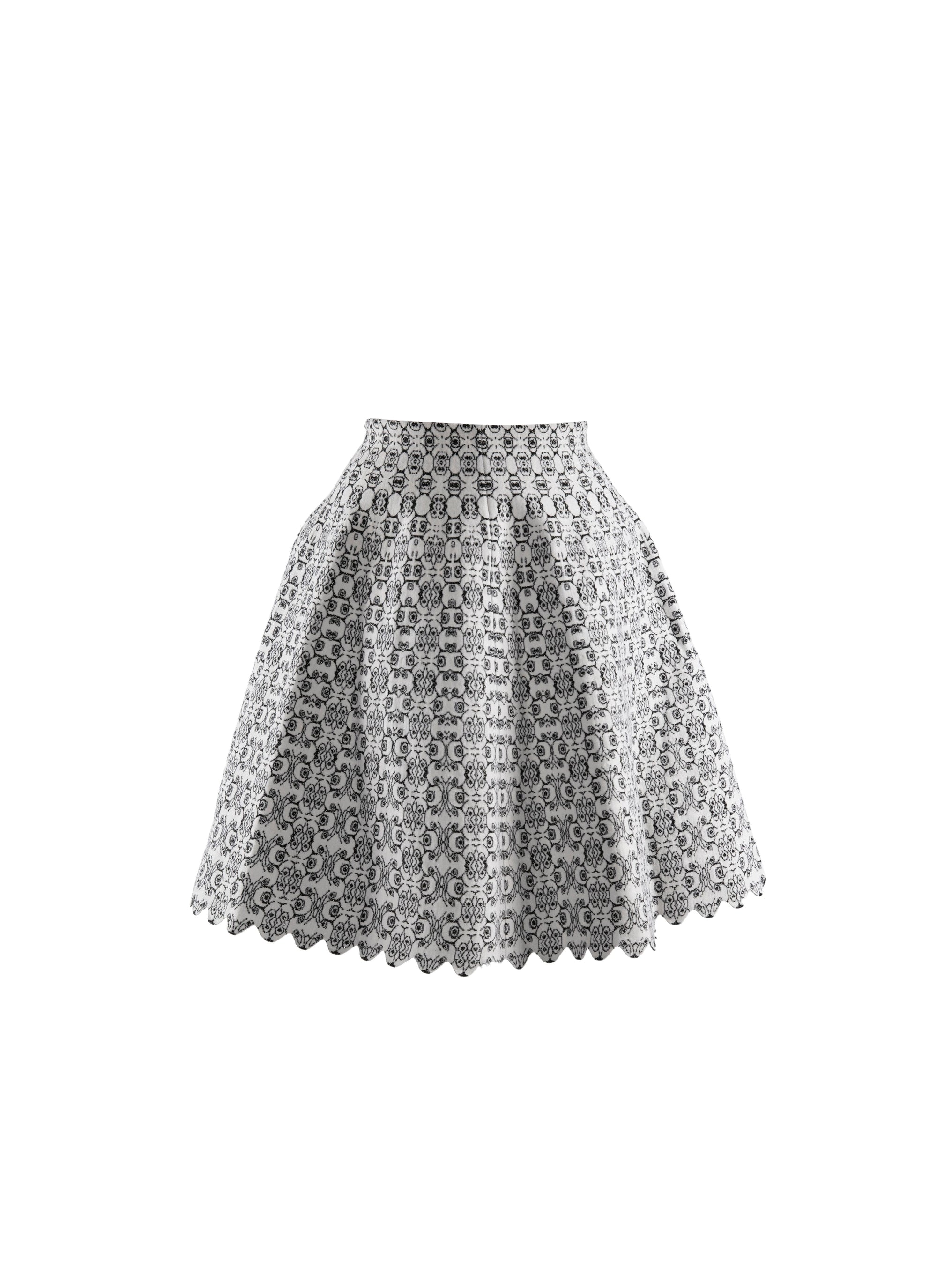 Jupe courte taille ajustée contrastée - Blanc & Noir