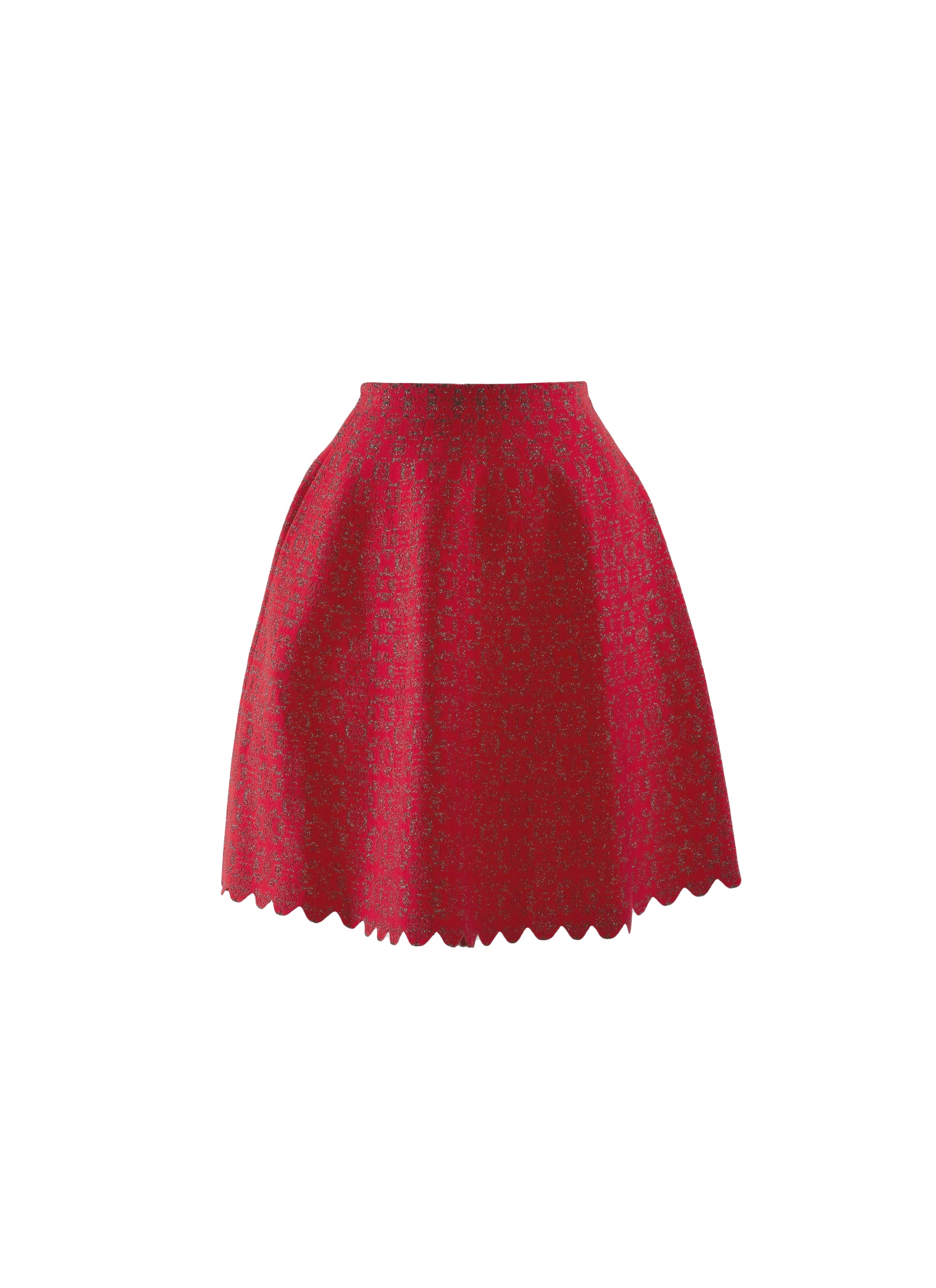 Contrast wool blend fitted short skirt - Red & Black