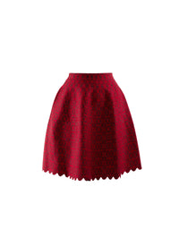 Short skirt with contrasting fitted waist - Red & Black