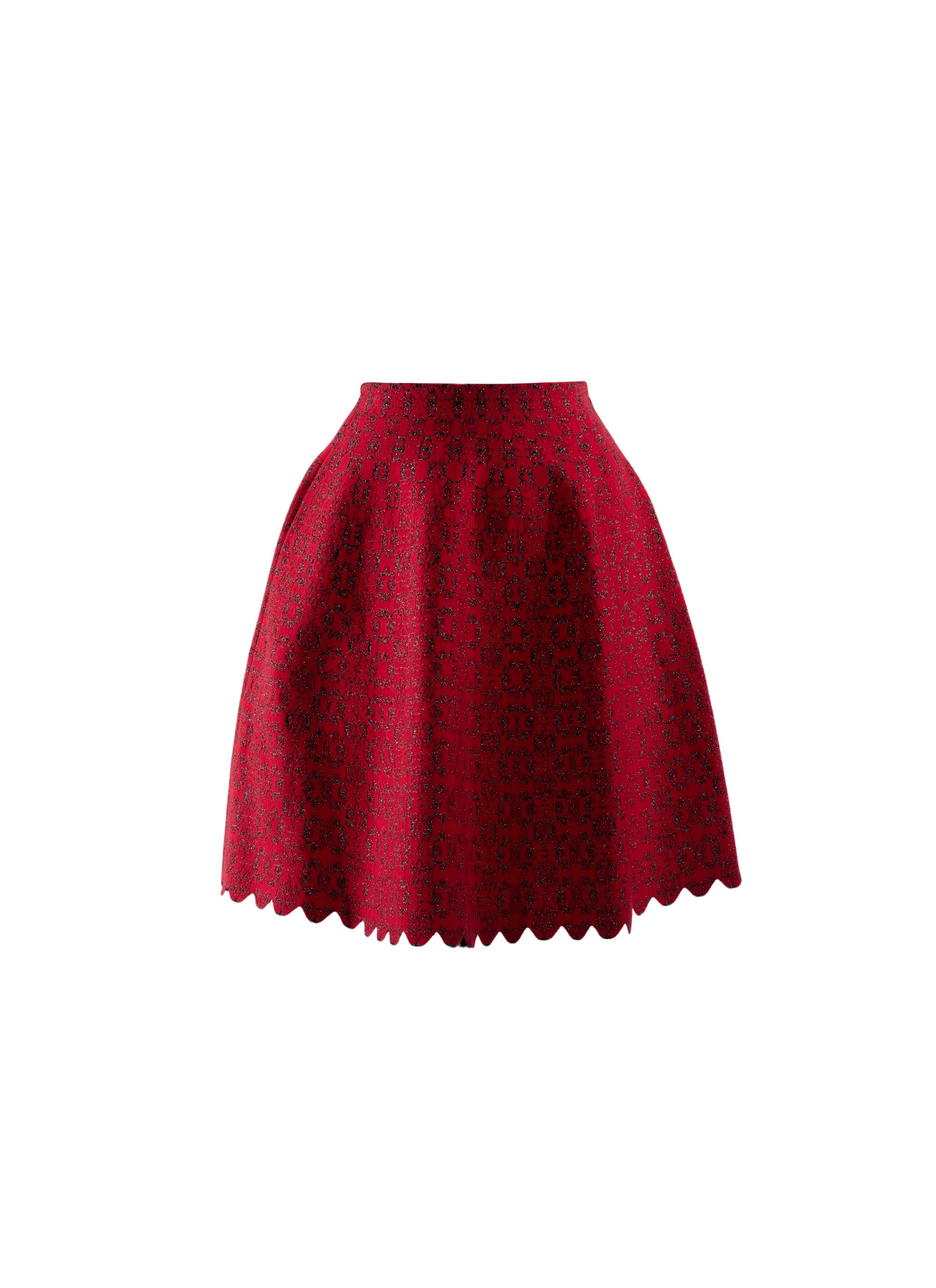 Short skirt with contrasting fitted waist - Red & Black