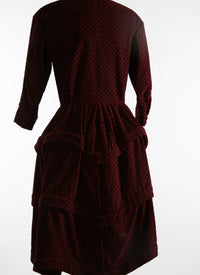 Shirt dress with arabesque embroidery - Bordeaux