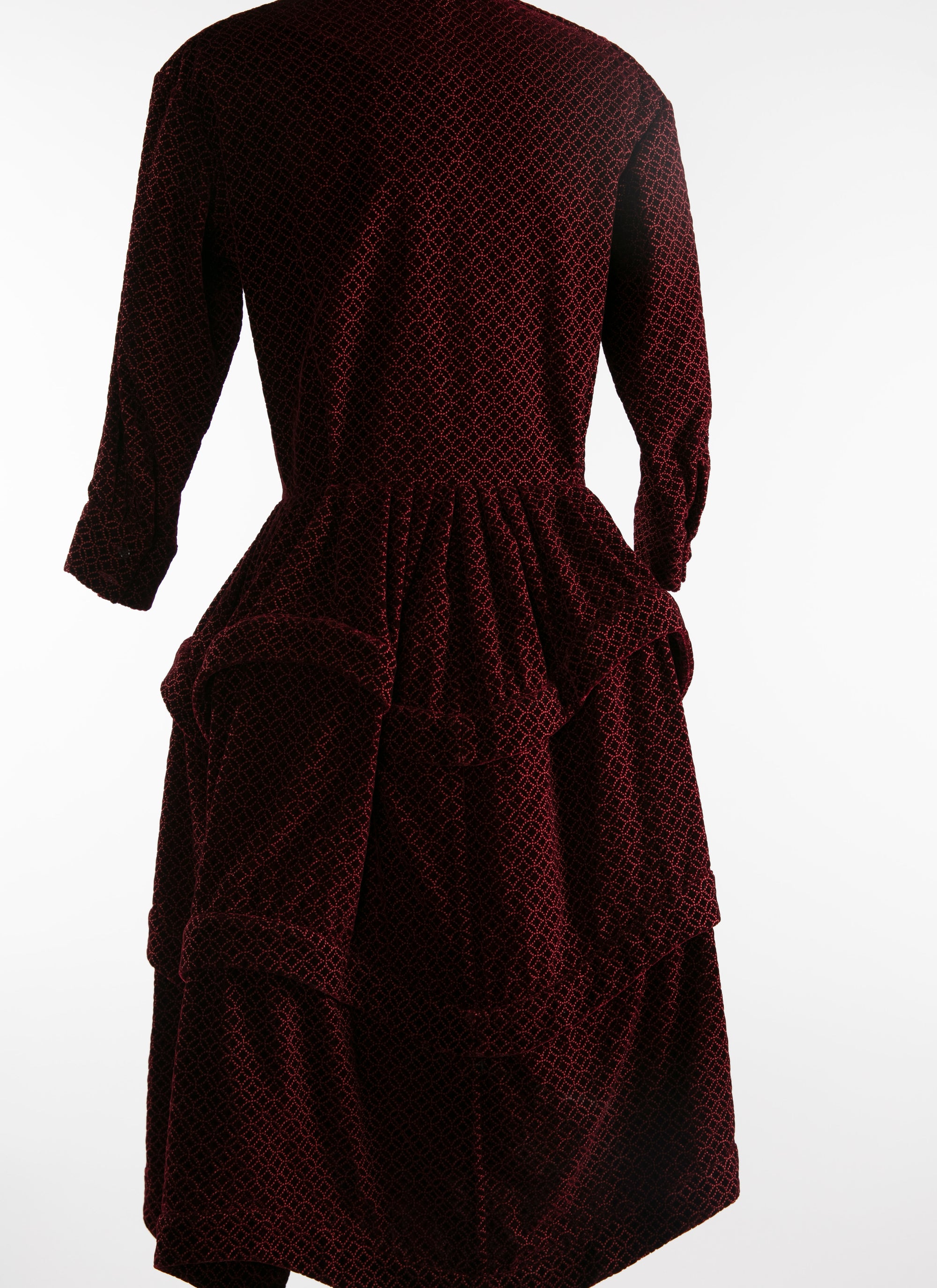 Shirt dress with arabesque embroidery - Bordeaux