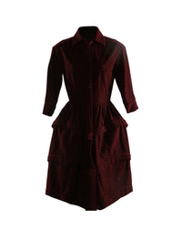 Shirt dress with arabesque embroidery - Bordeaux