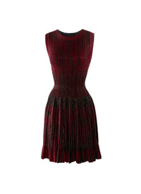 Sleeveless embroidered wool dress - Red & Black