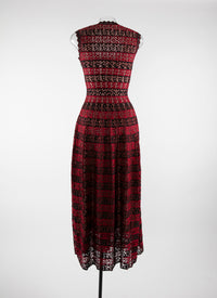 Robe sans manches à col carré festonné - Noir & Rouge