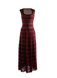 Robe sans manches à col carré festonné - Noir & Rouge