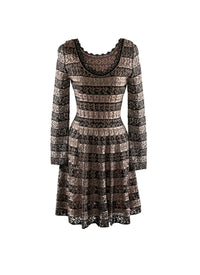 Robe à col festonné et ourlet en dentelle - Noir & Chair