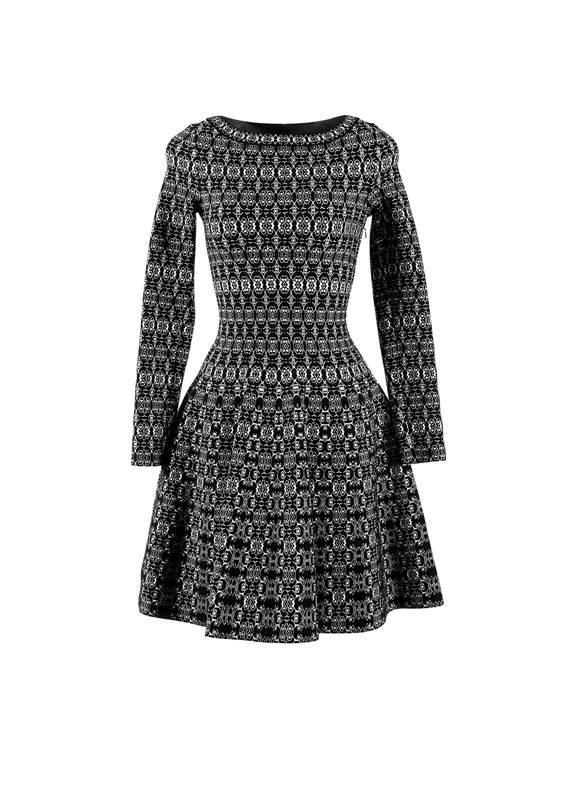 Robe à manches longues Alhambra en maille - Noir & Blanc