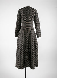 Long-sleeved dress with teardrop neckline - Black & Gold