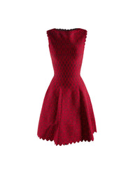 Sleeveless flared dress with boat neck - Red & Black