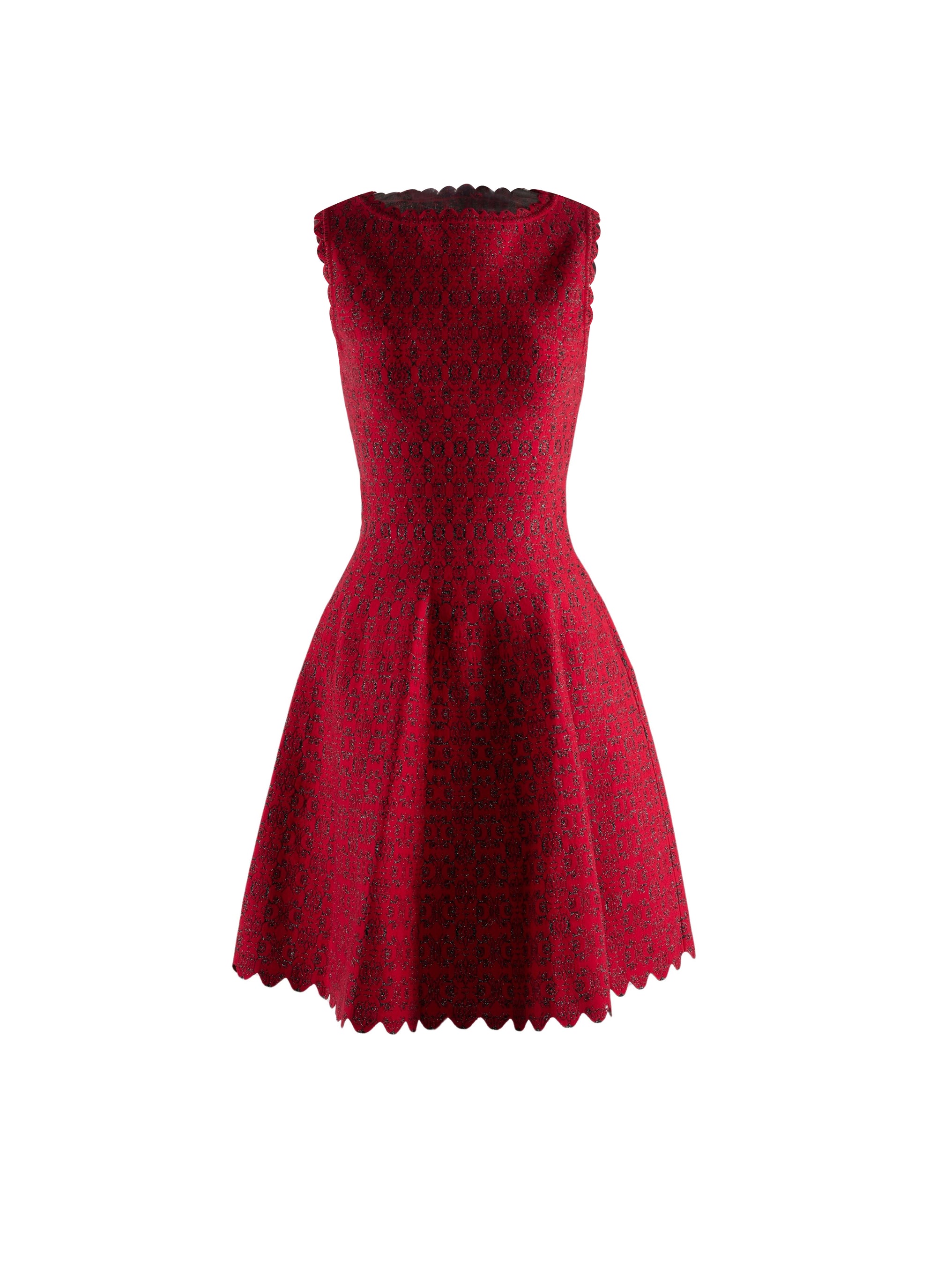 Robe sans manches évasée avec col bateau - Noir & Rouge
