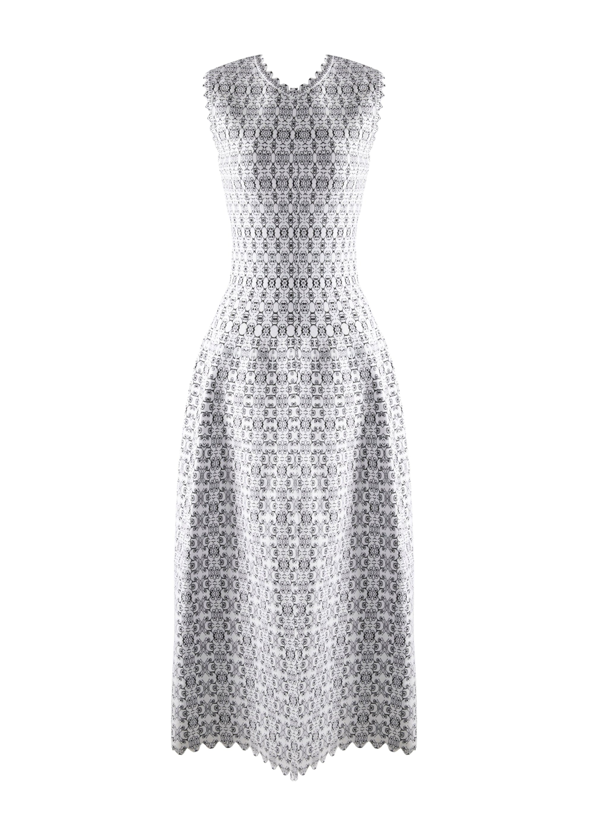 Robe sans manches cintrée col v - Blanc & Noir