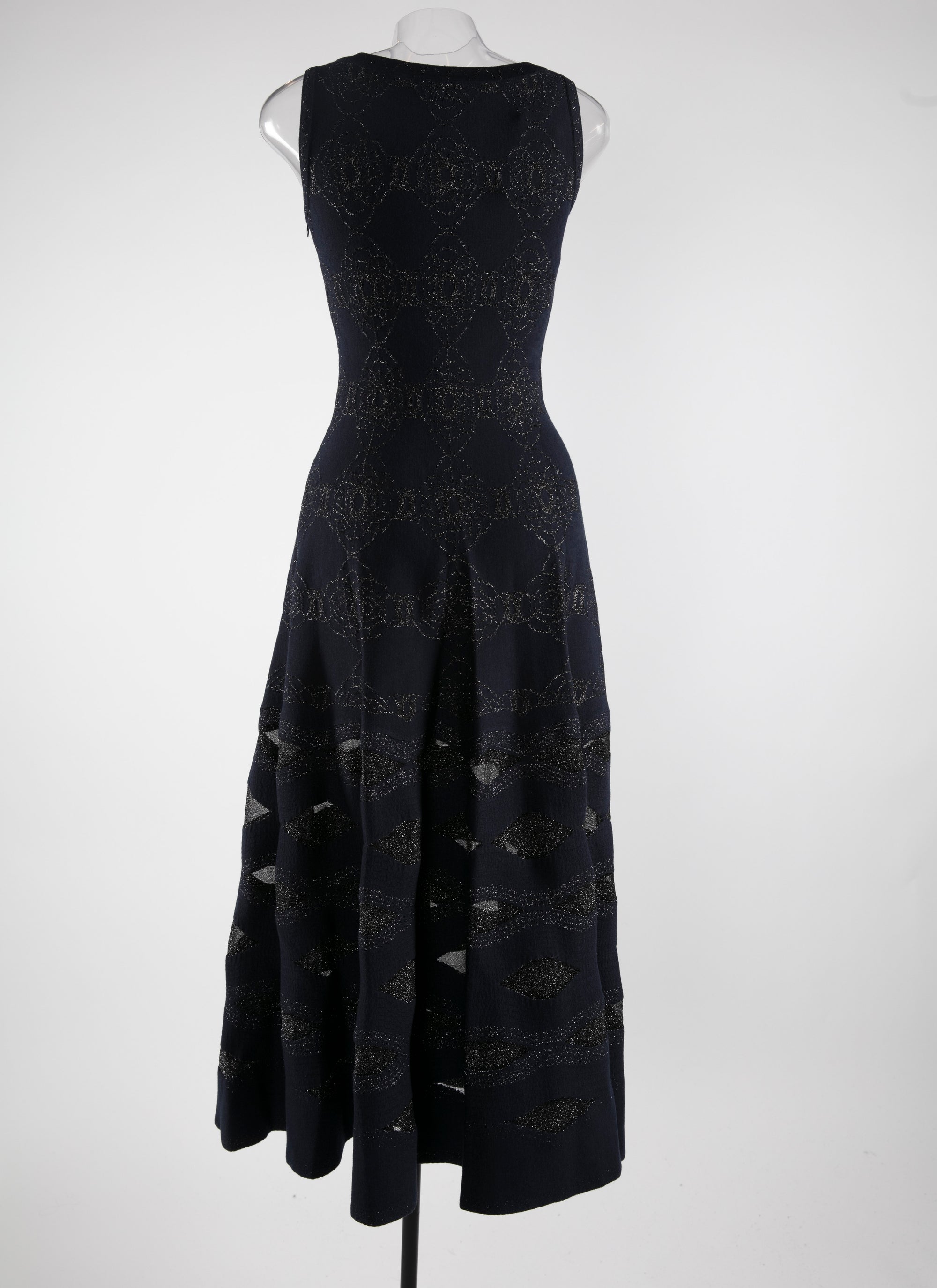 Robe sans manches à détails transparents en laine - Nuit