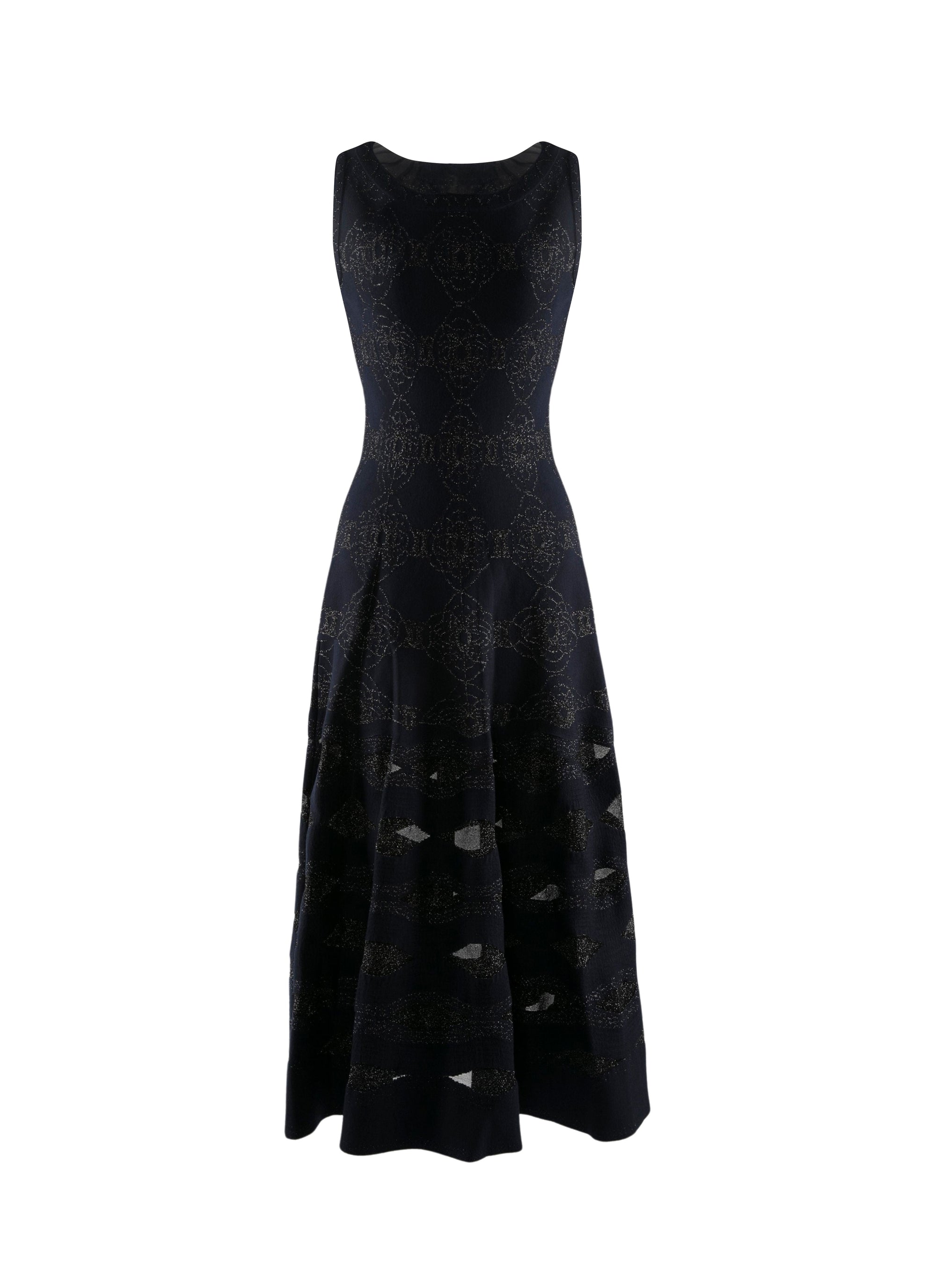 Robe sans manches à détails transparents en laine - Nuit