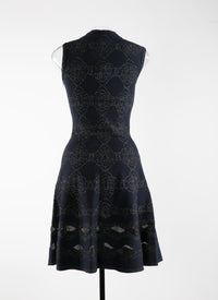 High-neck dress with sheer detail in wool - Night
