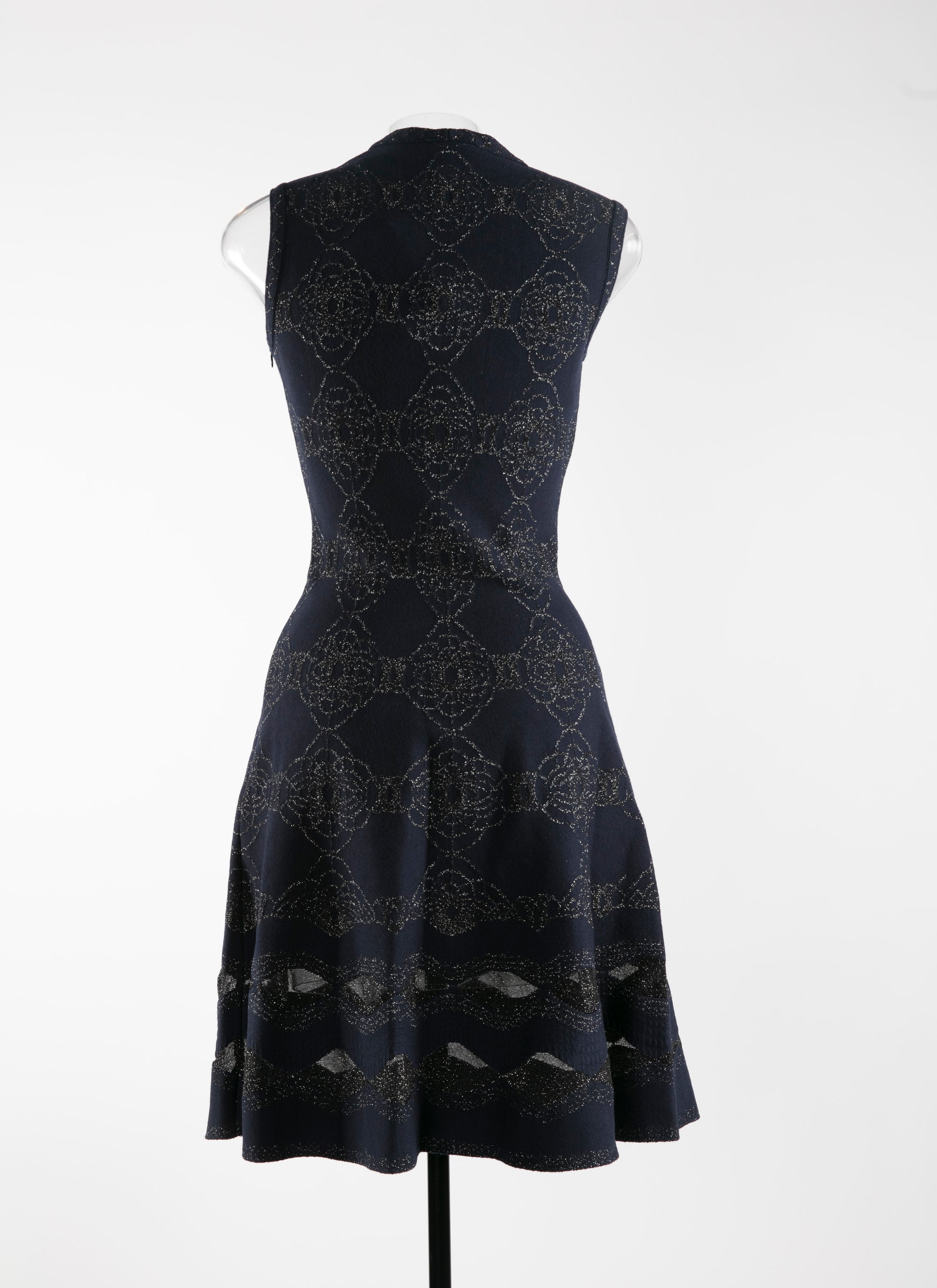 High-neck dress with sheer detail in wool - Night