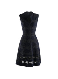 High-neck dress with sheer detail in wool - Night