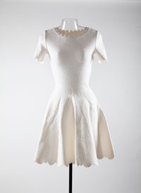 Robe à manches courtes Eden en laine - Blanc perlé