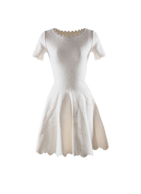 Robe à manches courtes Eden en laine - Blanc perlé