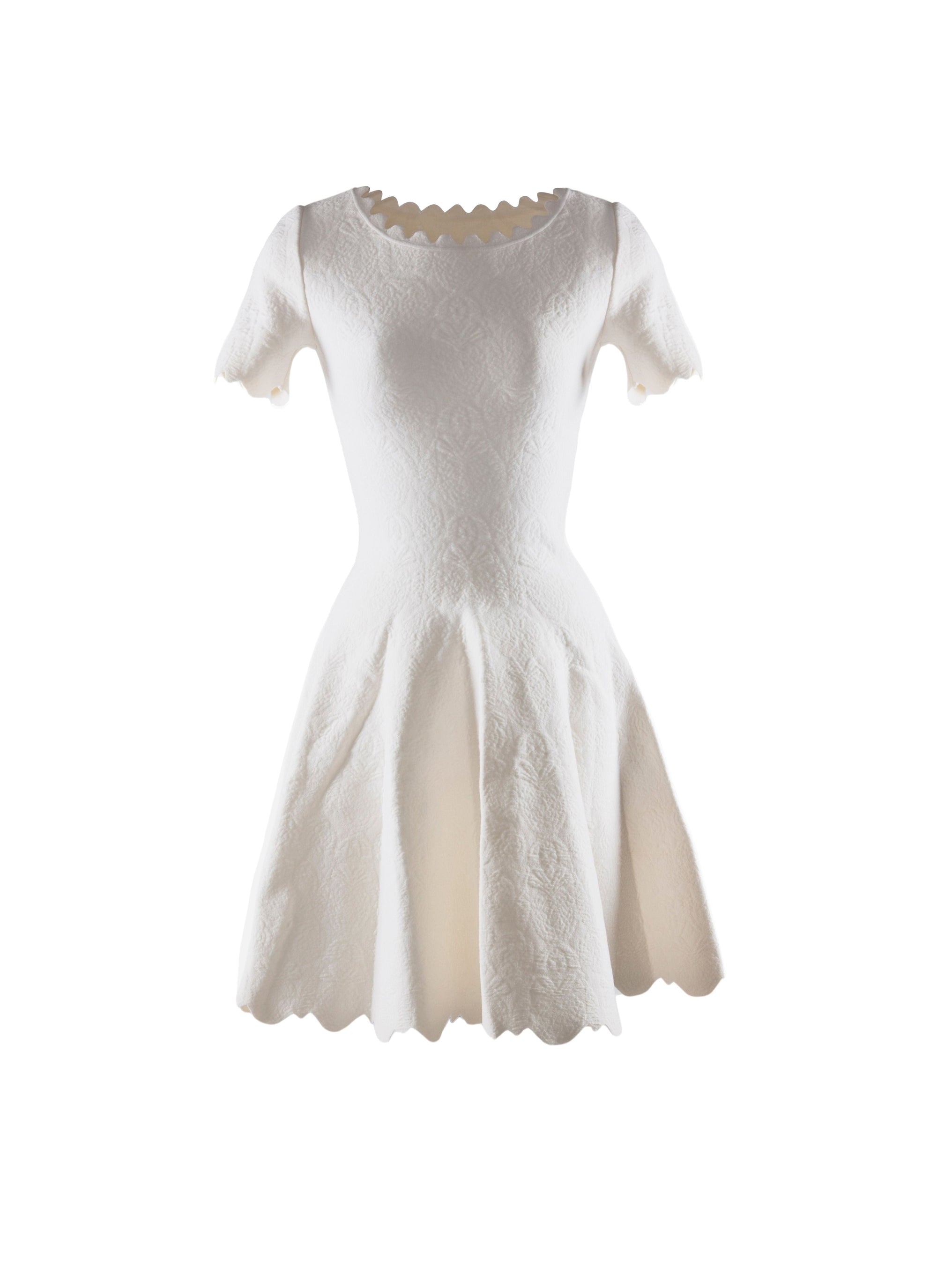 Robe à manches courtes Eden en laine - Blanc perlé