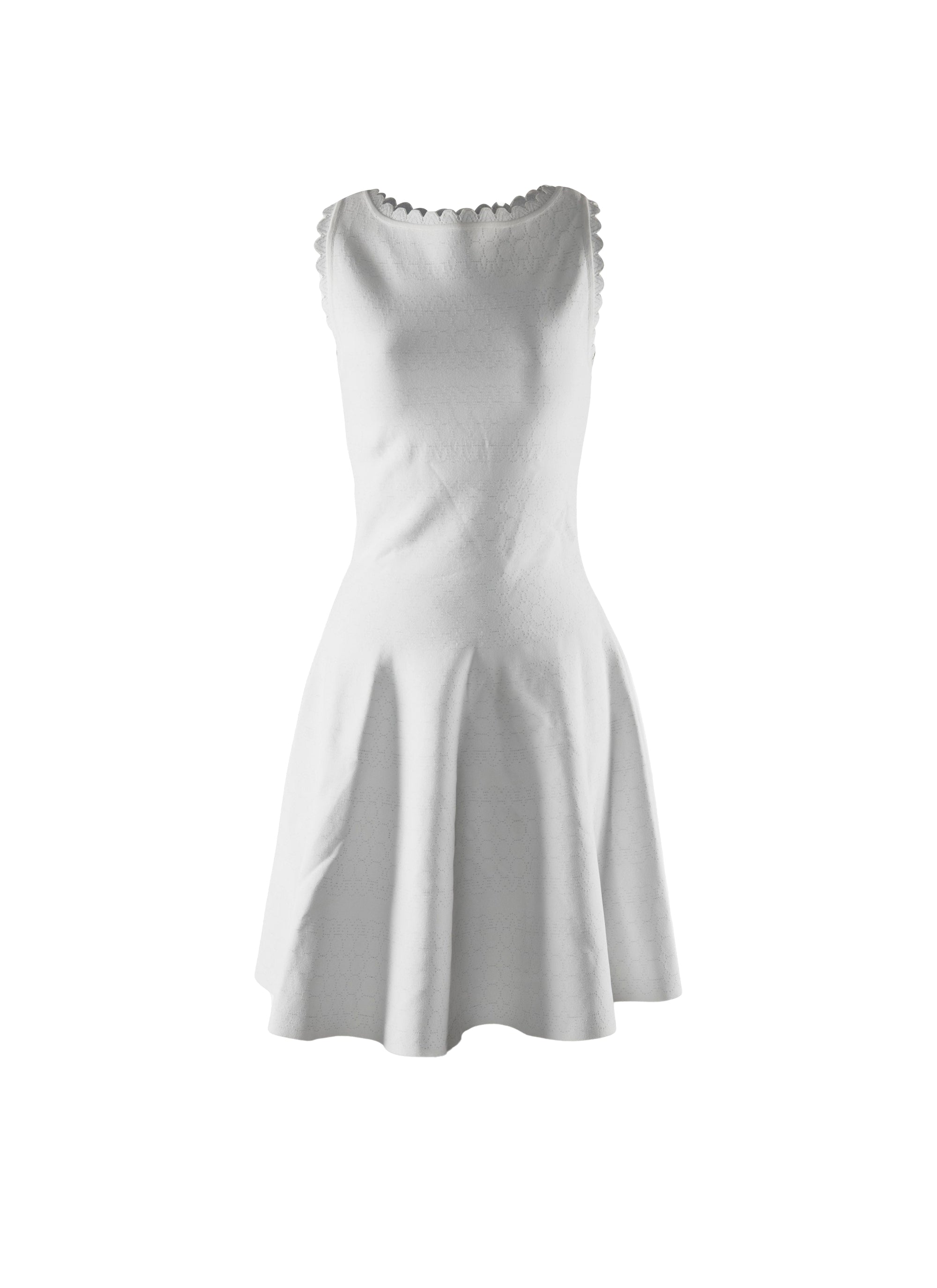 Robe sans manches à encolure festonnée - Blanc Nacre