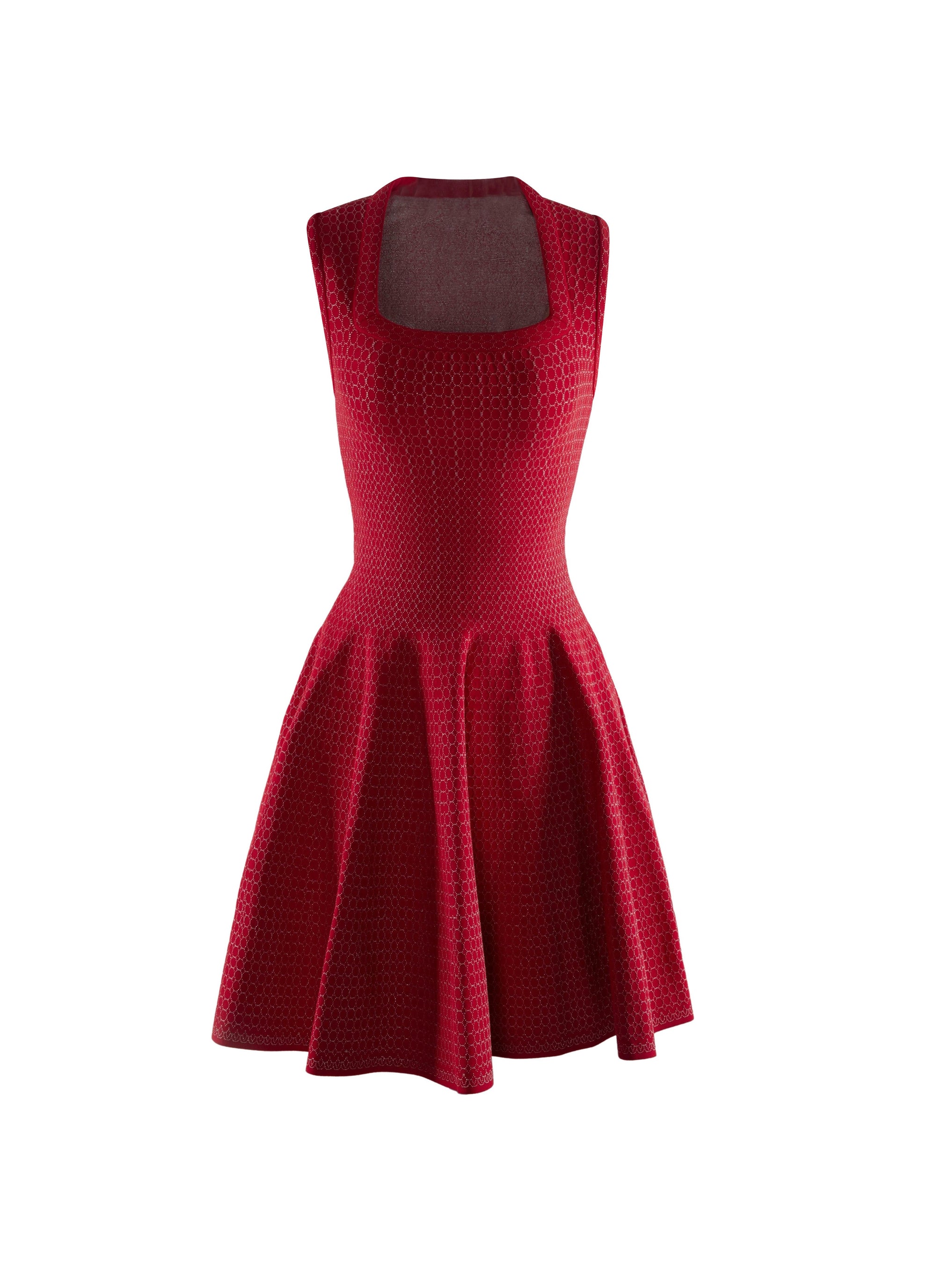 Robe patineuse sans manches à encolure carrée - Rouge