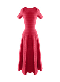 Mid-length short-sleeved skater dress - Red