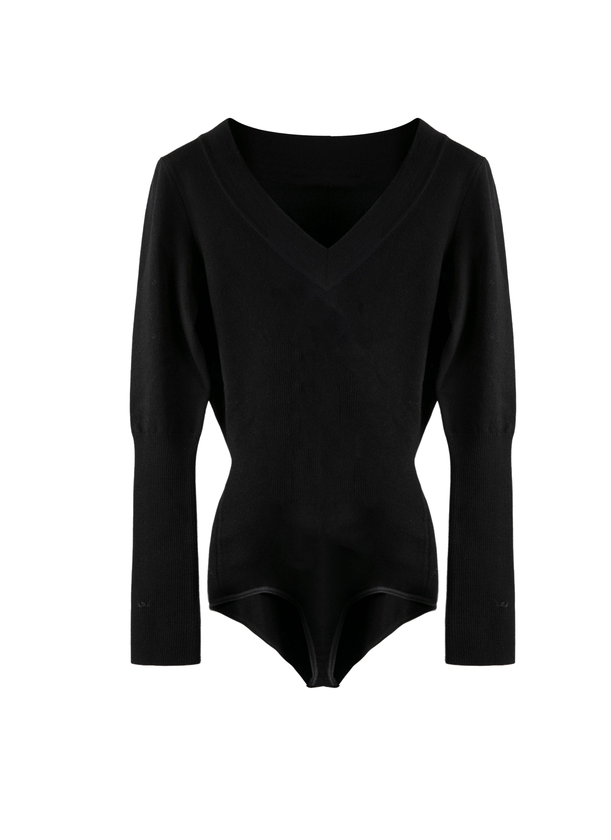 Supreme long sleeve V-neck bodysuit in wool - Black