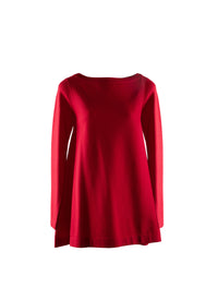 Pull fluide à manches longues col v en laine - Rouge