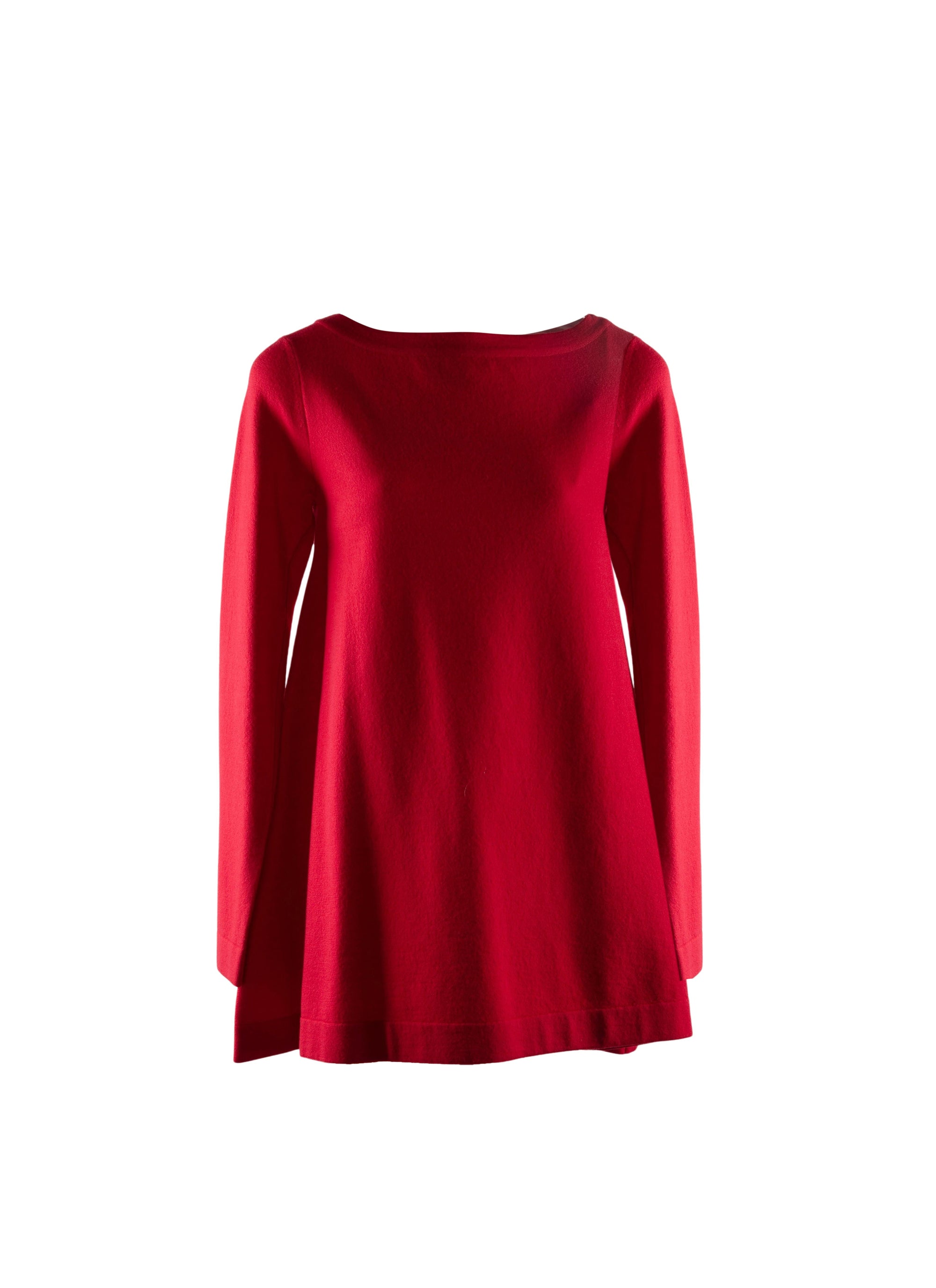 Pull fluide à manches longues col v en laine - Rouge