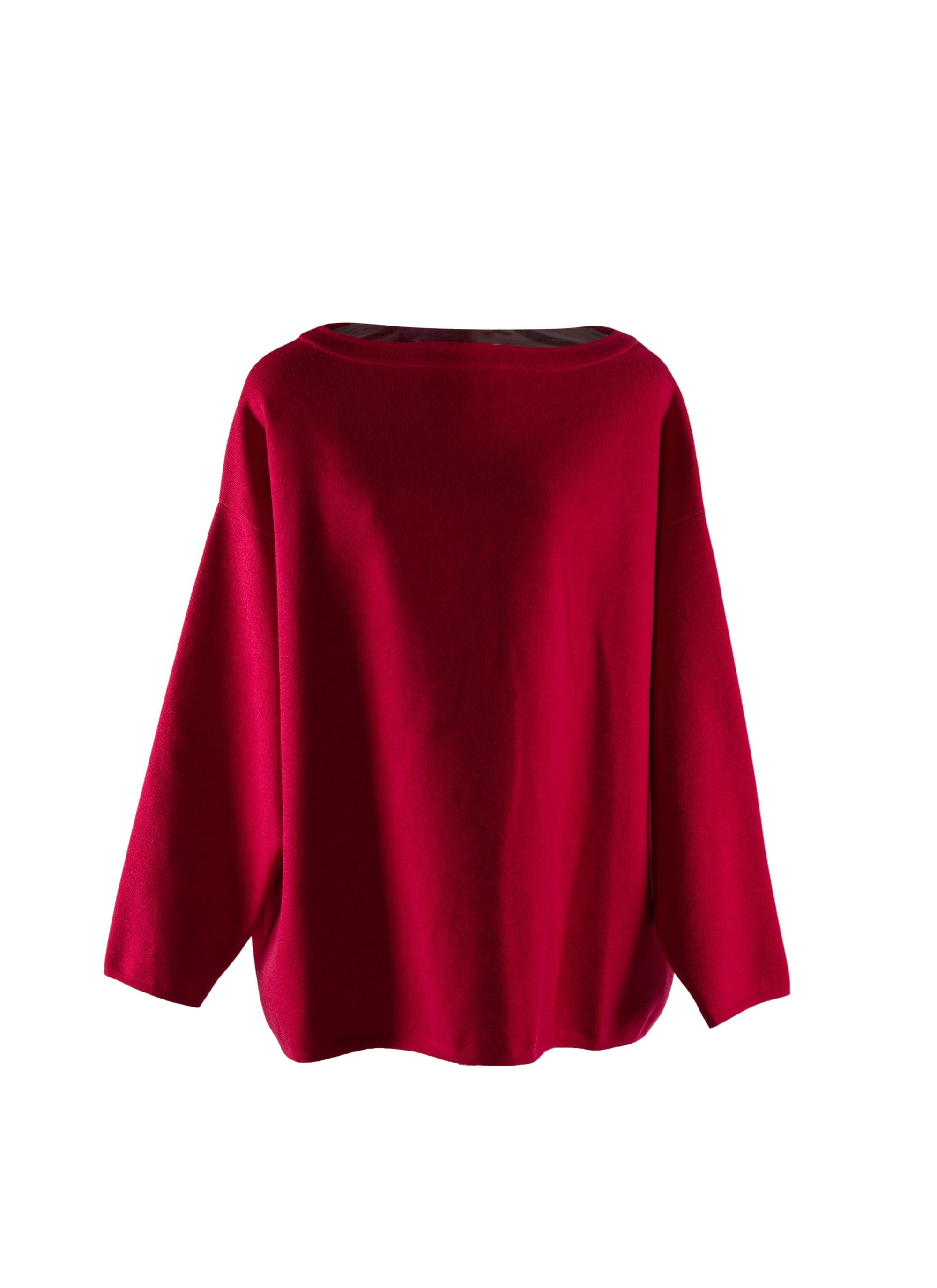 Long sleeve loose-fit jumper in wool - Magenta