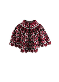 Wool cape - Black & Red