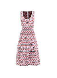 Mesh Orchid Mini sleeveless dress - White & Red