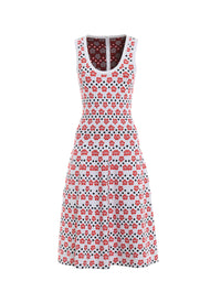 Mini Orchid sleeveless knitted dress - White & Red