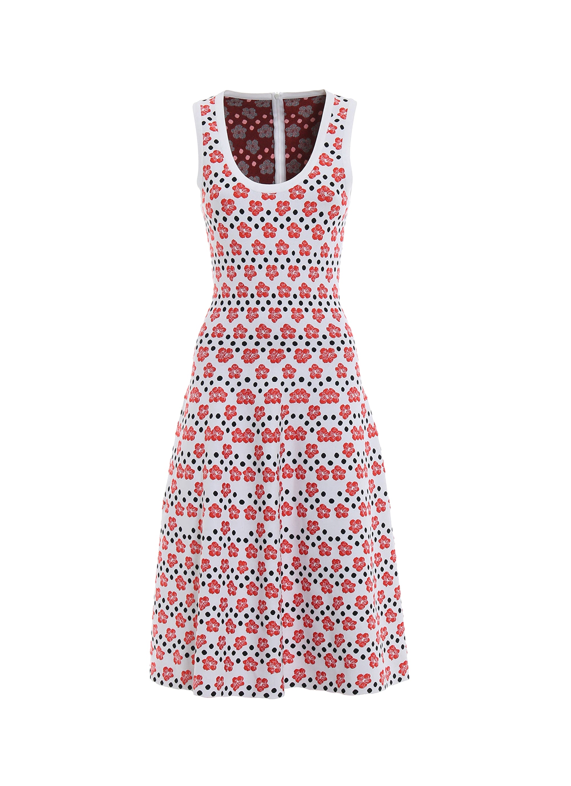 Mini Orchid sleeveless knitted dress - White & Red
